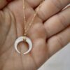 Mother of Pearl Moon Necklace Gold - Image 2