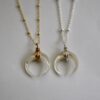 Mother of Pearl Moon Necklace Gold - Image 8