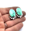 Turquoise statement stud earrings - Image 2